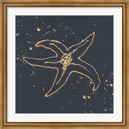 Framed Gold Starfish III Print