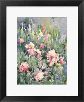 Framed Watercolor Garden of Roses Print