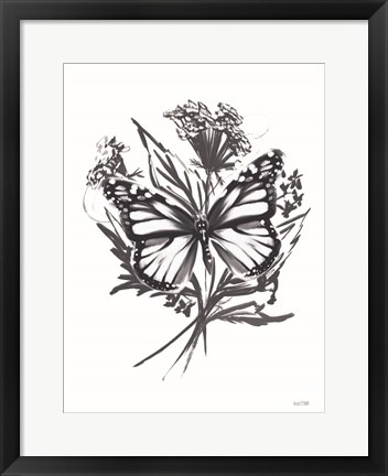 Framed Black &amp; White Butterfly Print