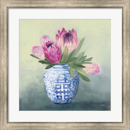 Framed Protea Chinoiserie I Print