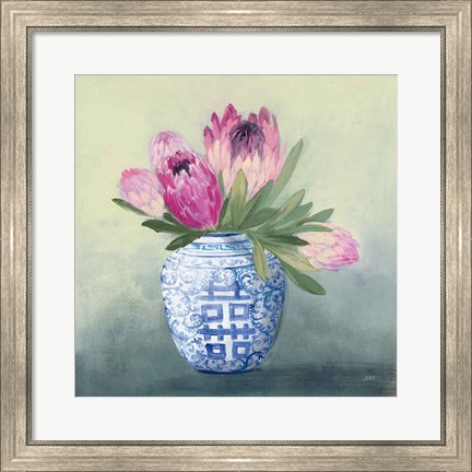 Framed Protea Chinoiserie I Print