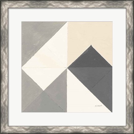 Framed Triangles IV Neutral Crop Print