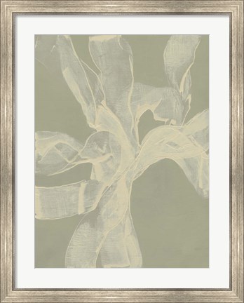 Framed White Ribbon on Celadon II Print