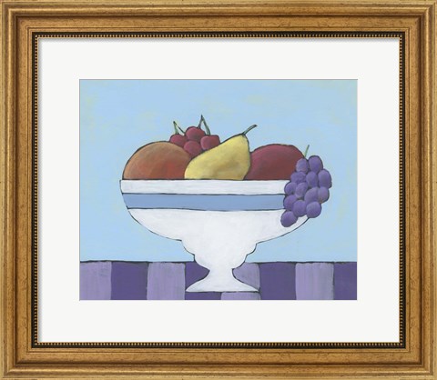 Framed White Fruit Bowl II Print