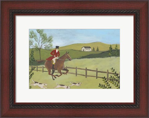 Framed Folk Art Fox Hunt III Print