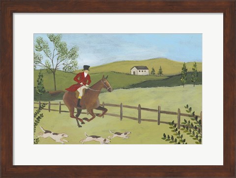 Framed Folk Art Fox Hunt III Print