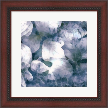 Framed Blue Shaded Leaves IV Print