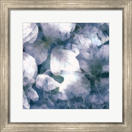 Framed Blue Shaded Leaves IV Print