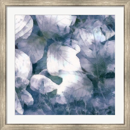 Framed Blue Shaded Leaves IV Print