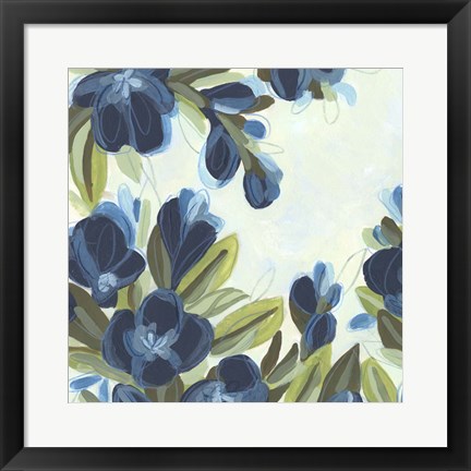 Framed Lush Indigo Blooms I Print