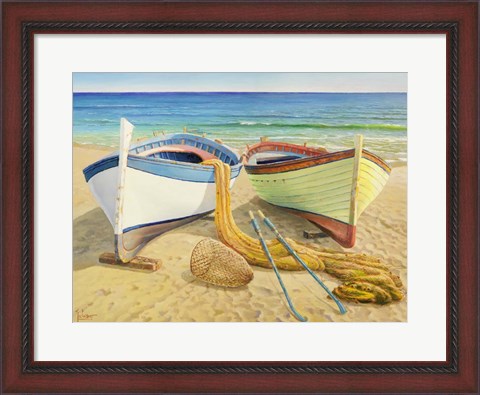 Framed Barche Sulla Spiaggia Print