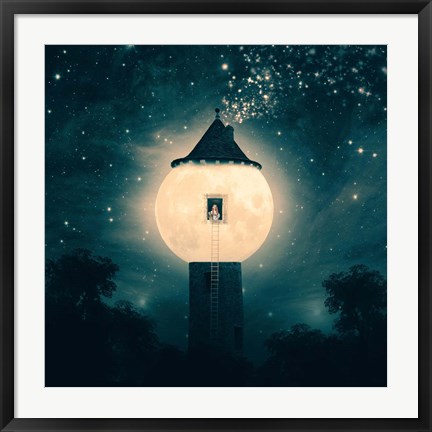 Framed Moon Tower Print