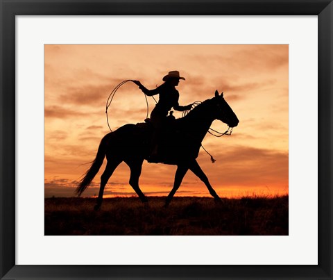 Framed Cowgirl Silhouette Print