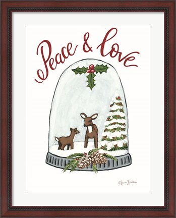 Framed Peace and Love Deer Print