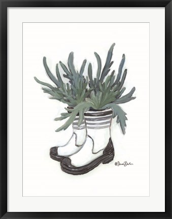 Framed Rain Boot Staghorn Fern Print