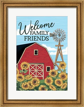 Framed Welcome Family &amp; Friends Barn Print