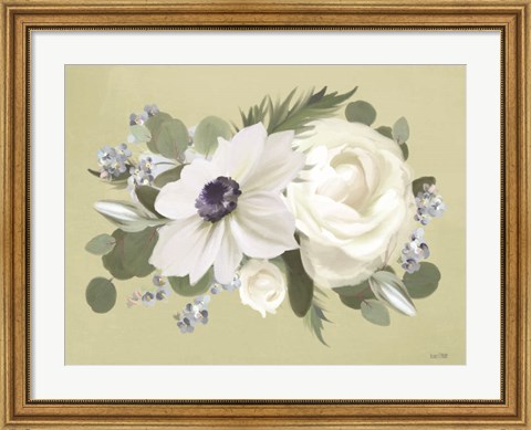 Framed Anemone in Sage I Print