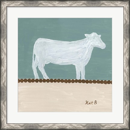 Framed Out to Pasture V  White Cow Print