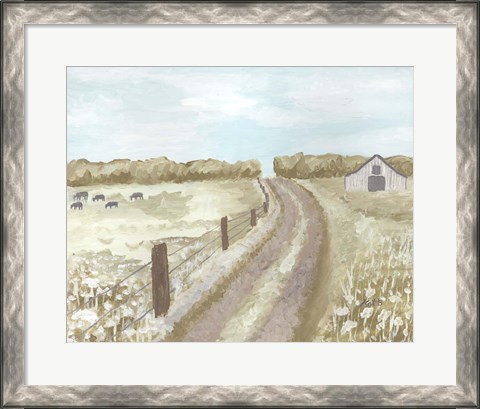 Framed Barn Road Fence Print