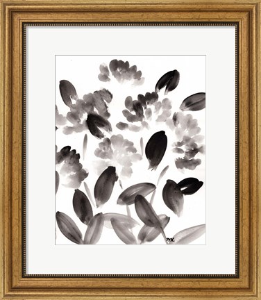 Framed Simple Black Peonies I Print