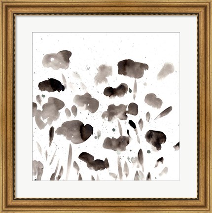 Framed Simple Black Poppies II Print