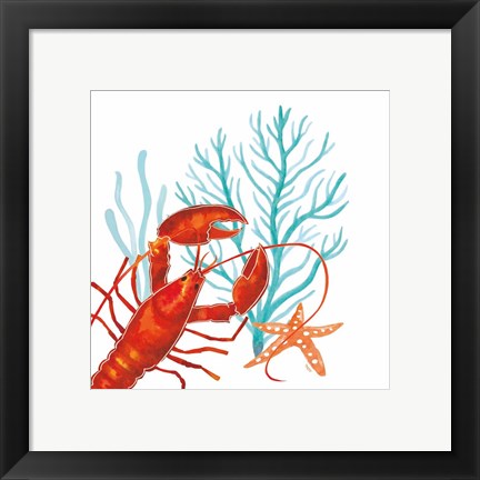 Framed Coral Aqua IX Print