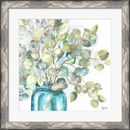 Framed Eucalyptus in Mason Jar II Print