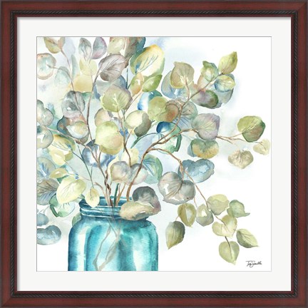 Framed Eucalyptus in Mason Jar II Print