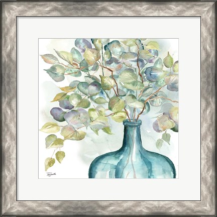 Framed Eucalyptus in Mason Jar III Print