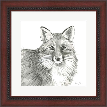 Framed Watercolor Pencil Forest III-Fox Print