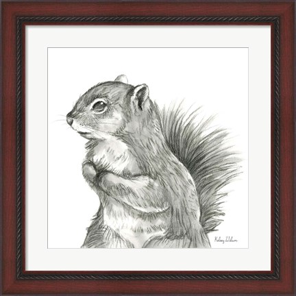 Framed Watercolor Pencil Forest IV-Squirrel Print