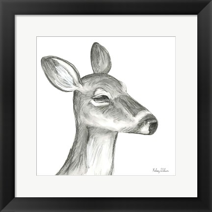 Framed Watercolor Pencil Forest IX-Fawn Print