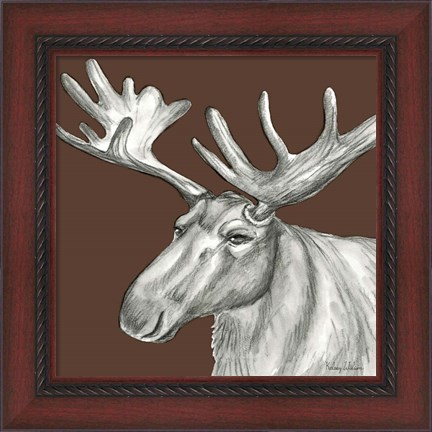 Framed Watercolor Pencil Forest color I-Moose Print