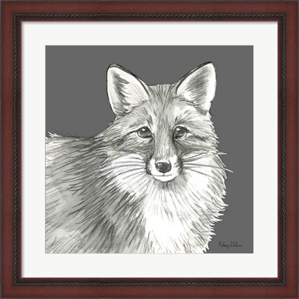 Framed Watercolor Pencil Forest color III-Fox Print