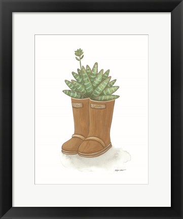 Framed Garden Boots Cactus Print