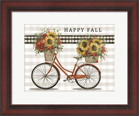 Framed Happy Fall Bicycle Print