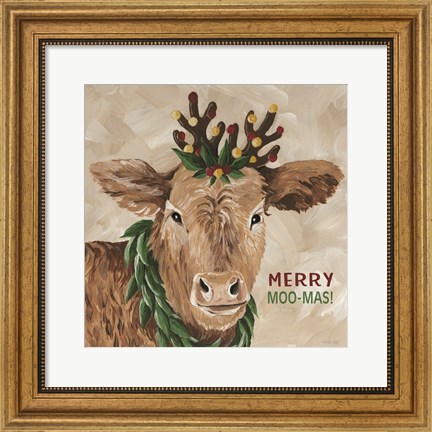 Framed Merry Moo-mas Print