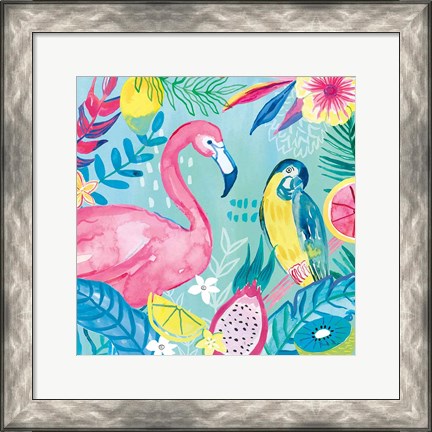 Framed Fruity Flamingos IV Print