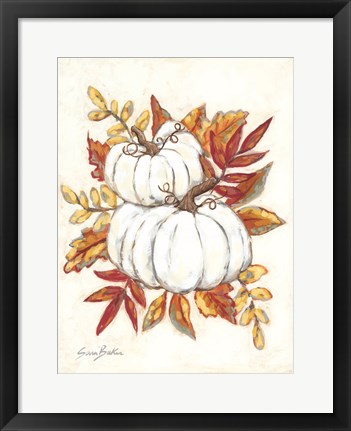 Framed White Pumpkin Fall Foliage Print