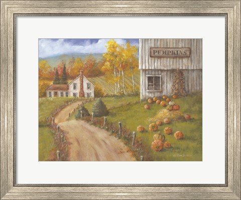 Framed Harvest Pumpkin Farm Print