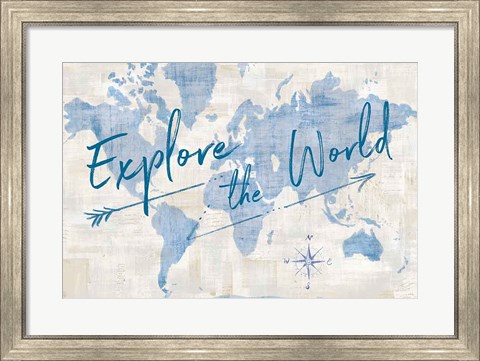 Framed World Map Collage Explore Print