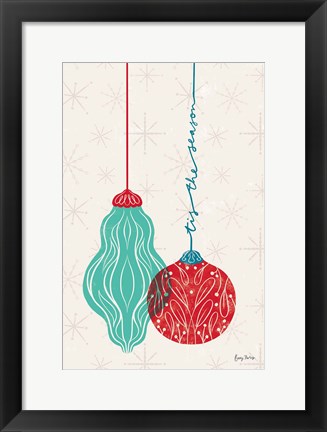 Framed Retro Ornaments III Print