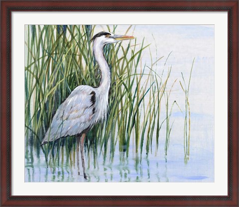 Framed Heron in the Marsh I Print