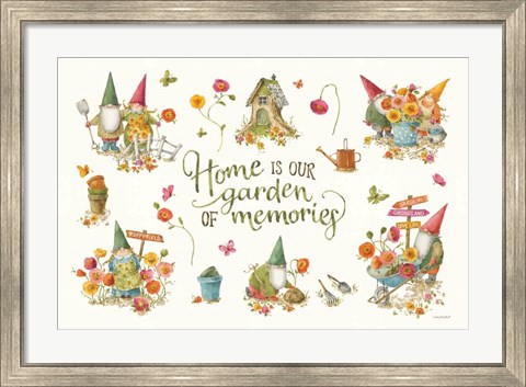 Framed Garden Gnomes I on white Print