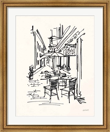 Framed Cafe Sketch II on Cream Print