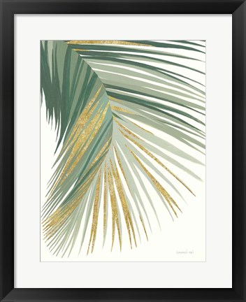 Framed Retro Big Leaf II Green Gold Print