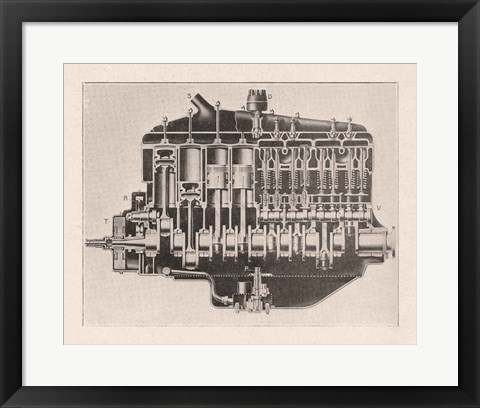 Framed French Engine III Print