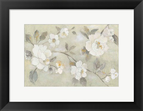 Framed Romantic Spring Flowers I White Horizontal Print