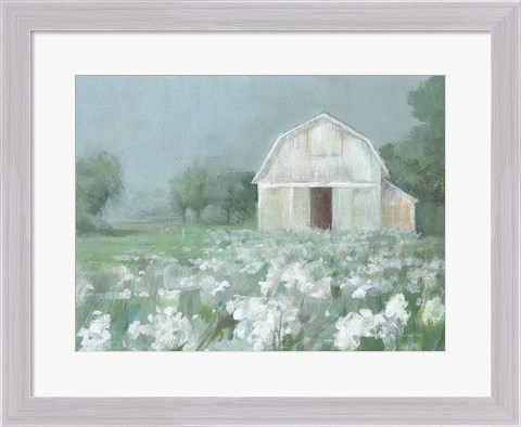 Framed White Barn Meadow Print