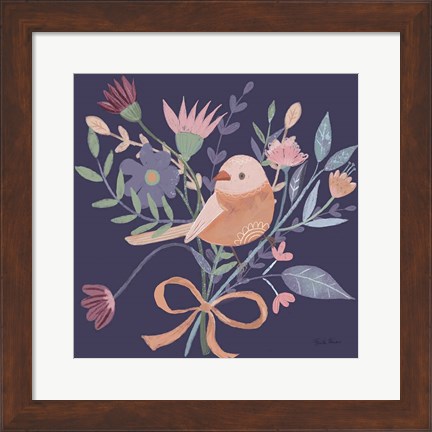 Framed Royal Birds III Purple Print